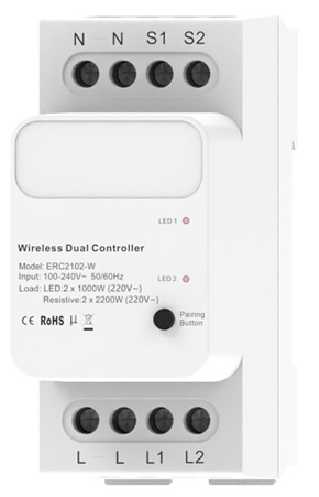 A din rail Dimi receiver compatible with wireless self sustainable switches