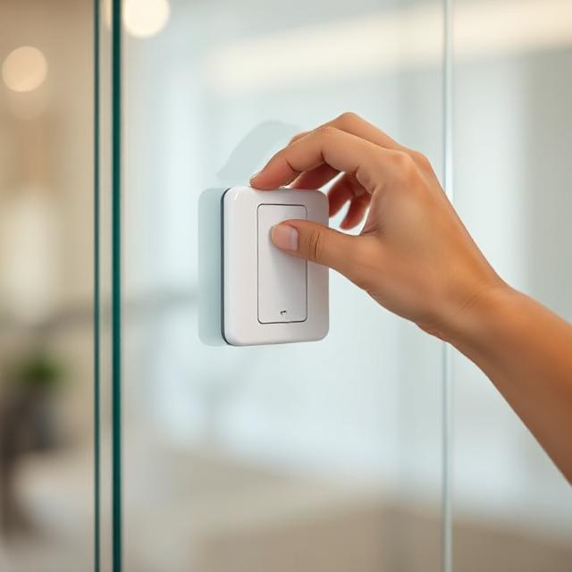 A Dimi switch installed just by placing it on a glass wall