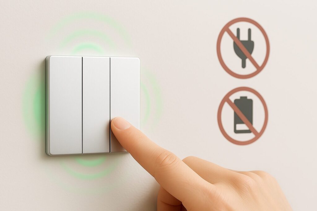 wireless control, battery-free, sustainable technology, smart home, smart building