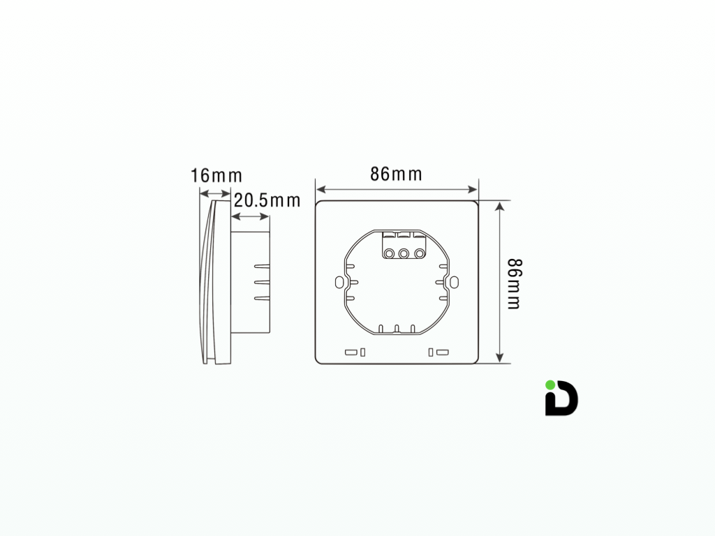 Dimi product drawing with dimensions