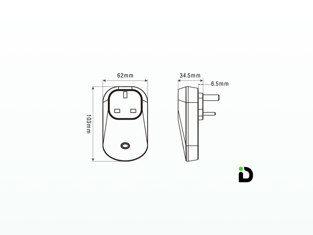 Dimi product drawing with dimensions