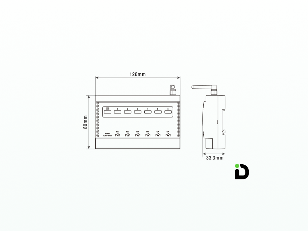 Dimi product drawing with dimensions