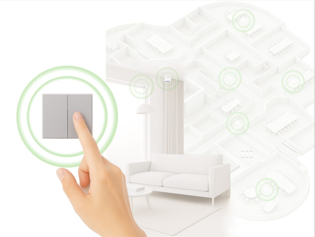 Living room integration with layout office integration, wireless control battery free