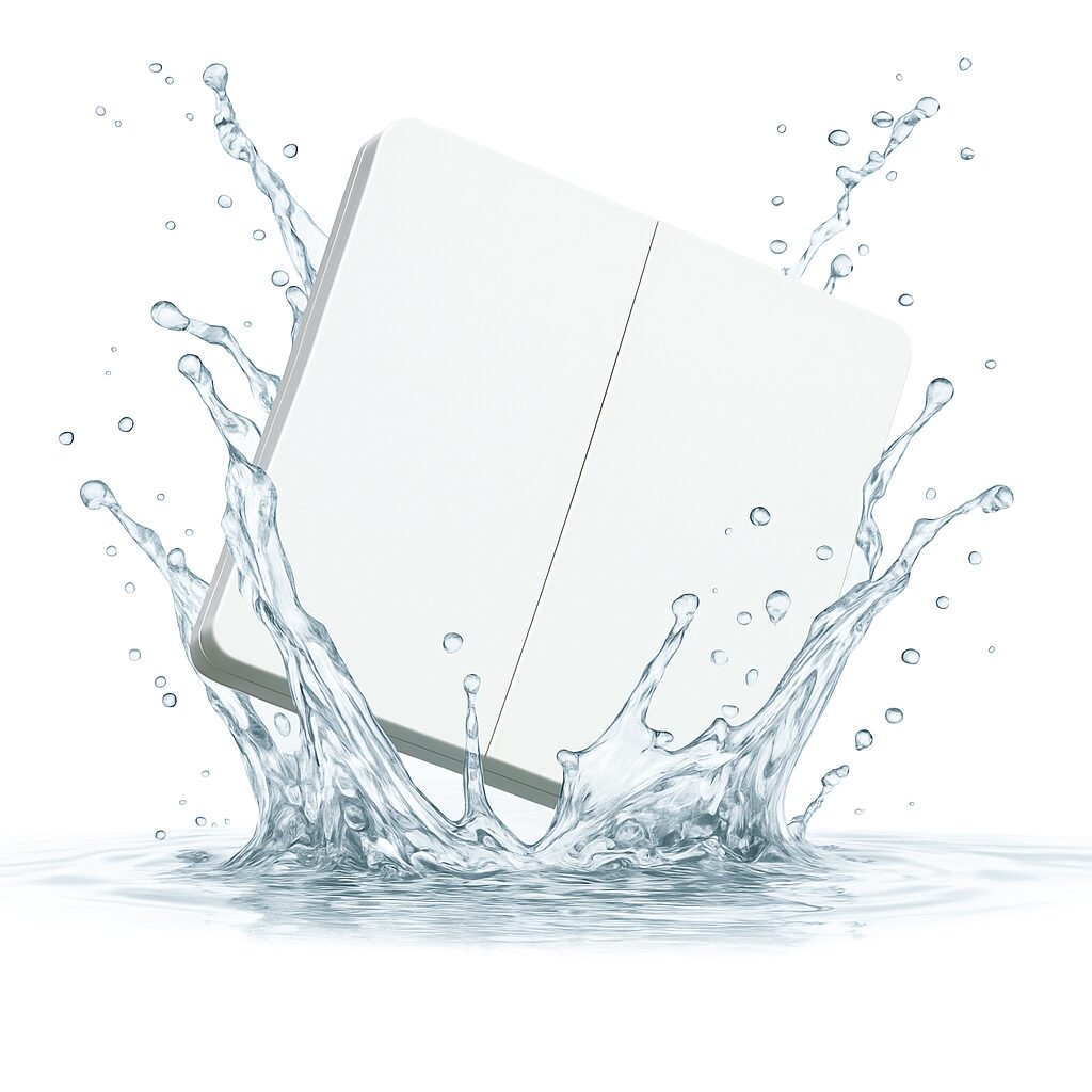 Waterproof switch falling in the water and the splash rising up