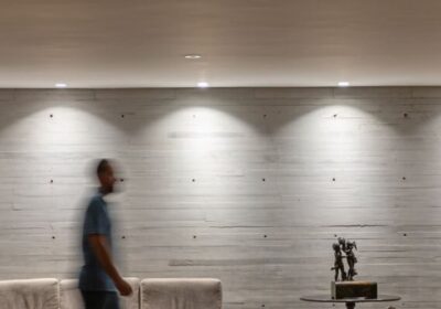 Person walking in public area and the motion sensor turn on the light automaticaly